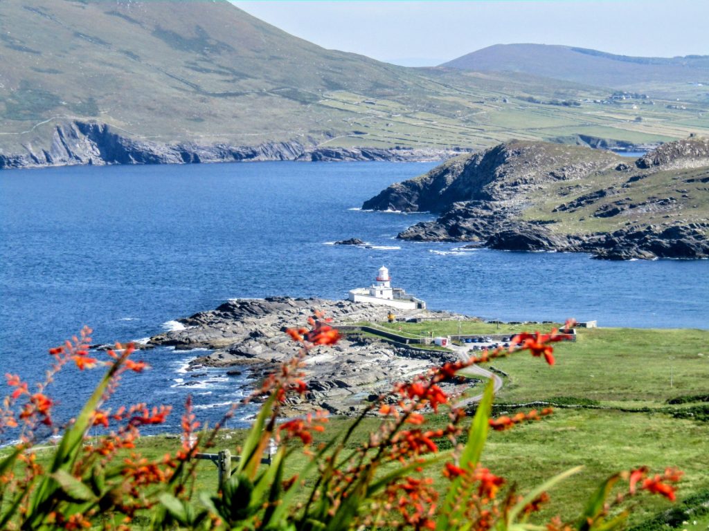 Irelands Wild Atlantic Way vista. Valentia Island lighthouse