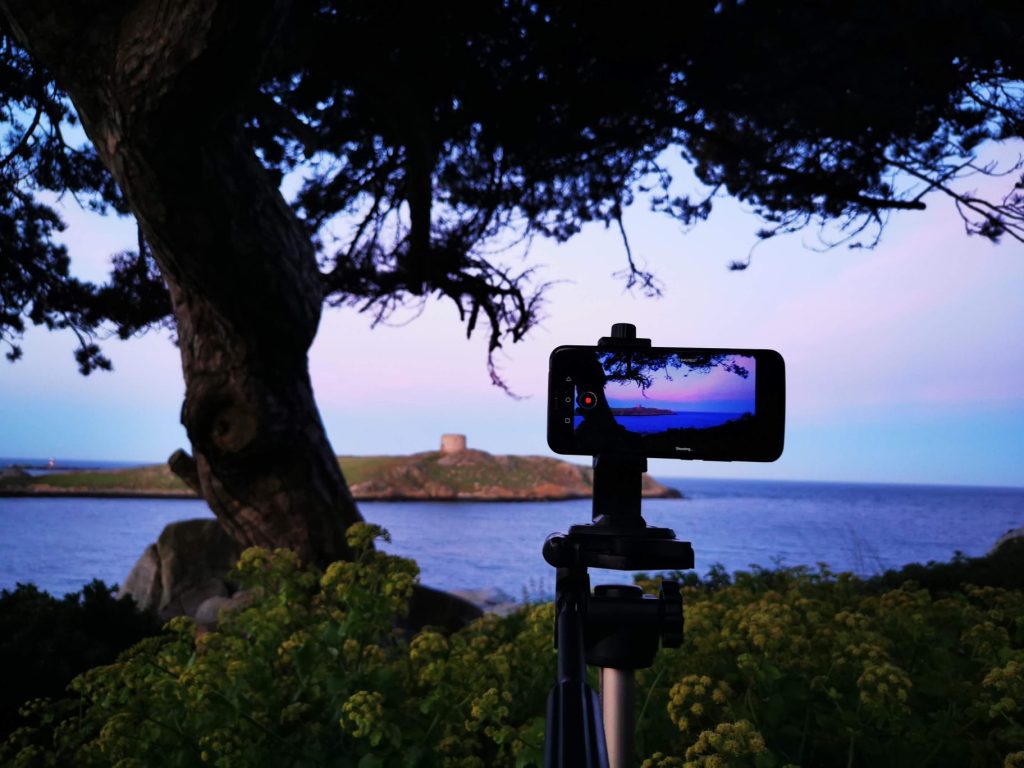 Dusk sunset overlooking Dalkey Island. A smartphone camera on a tripod.